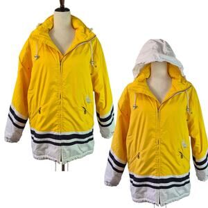 Board Ragz Yellow White Zip Up Vintage Snow Ski Jacket Coat Unisex Women's 8 M L